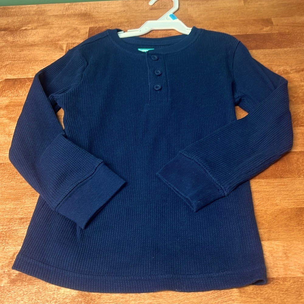 Garanimals Toddler Boy 5T Waffle Knit Henley Navy, EUC